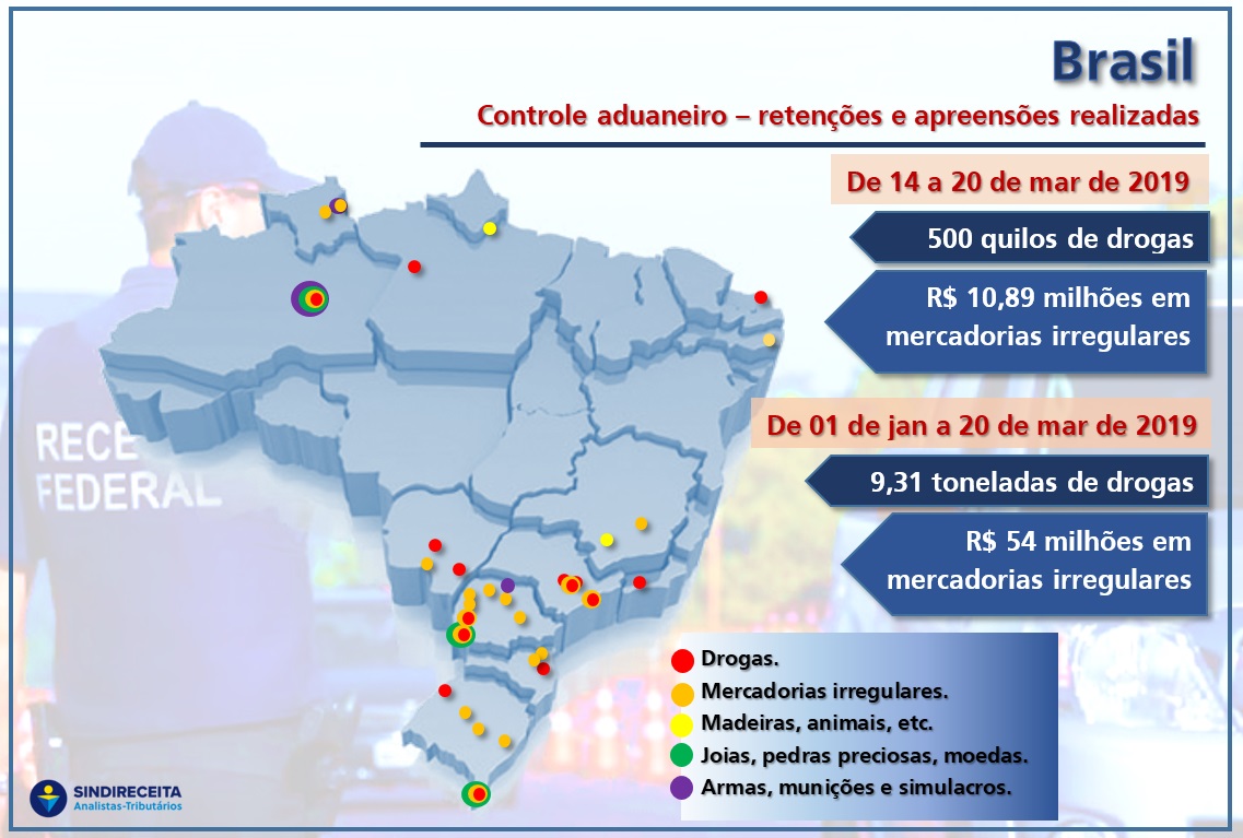Mais de 10 milhões em mercadorias e 504,5 kg de drogas foram interceptadas nesta semana nas fronteiras e aeroportos brasileiros